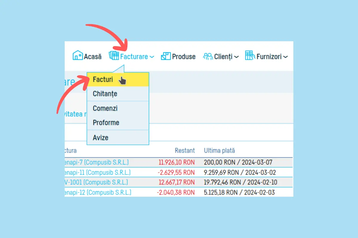 Cum export o factură? - pasul 1
